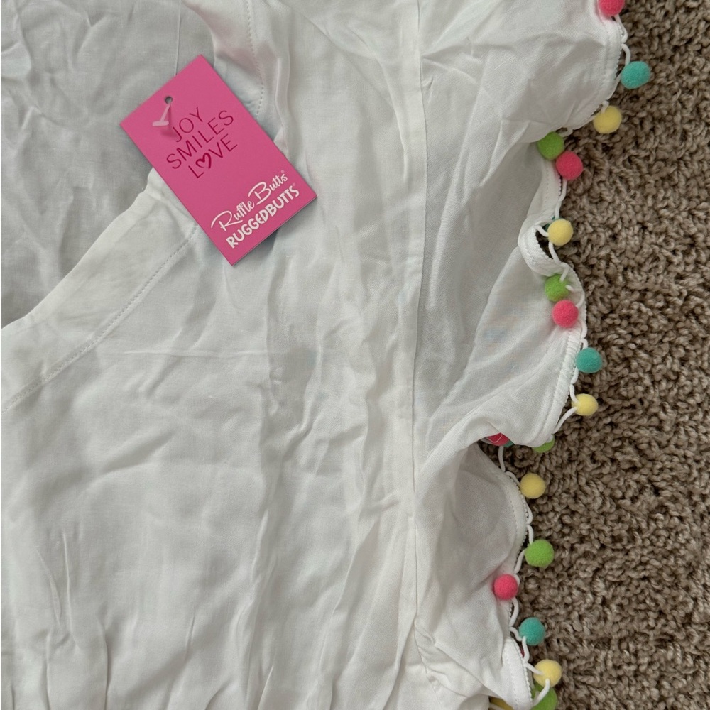 RuffleButts White Pom Pom Butterfly Cover-Up NWT - Picture 5 of 5